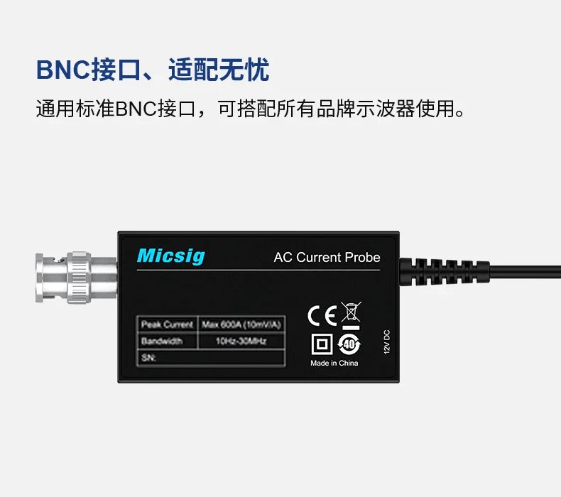 Rogowski Coil High-frequency Flexible AC Current Probe 30M Bandwidth 300A 600A