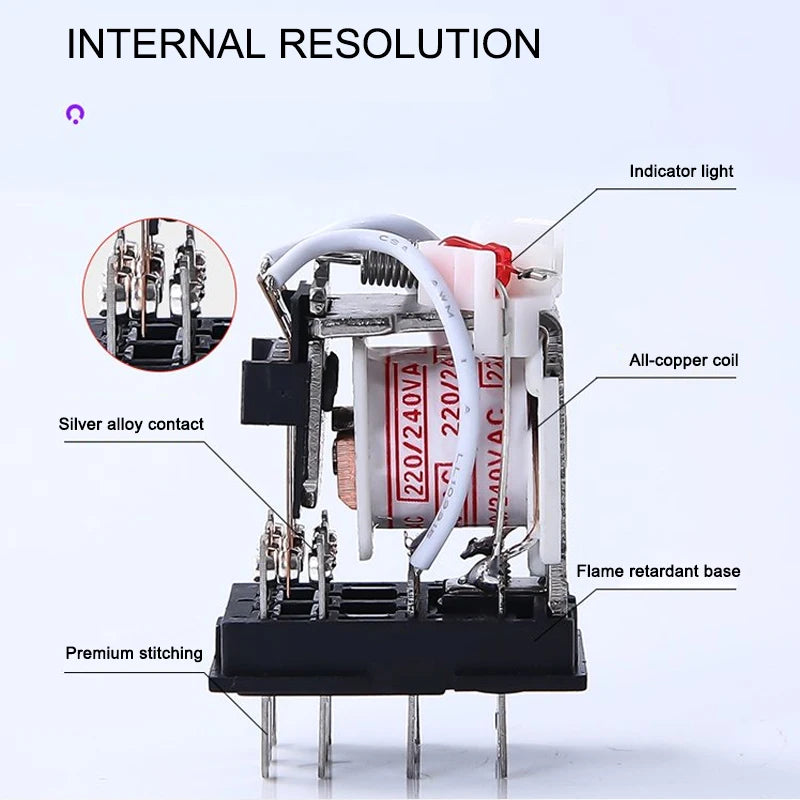 10pcs Small Intermediate Relay AC 220V DC C24 HH52P HH53P HH62P HH63P LED  General Mini Electromagnetic Relay Wholesale