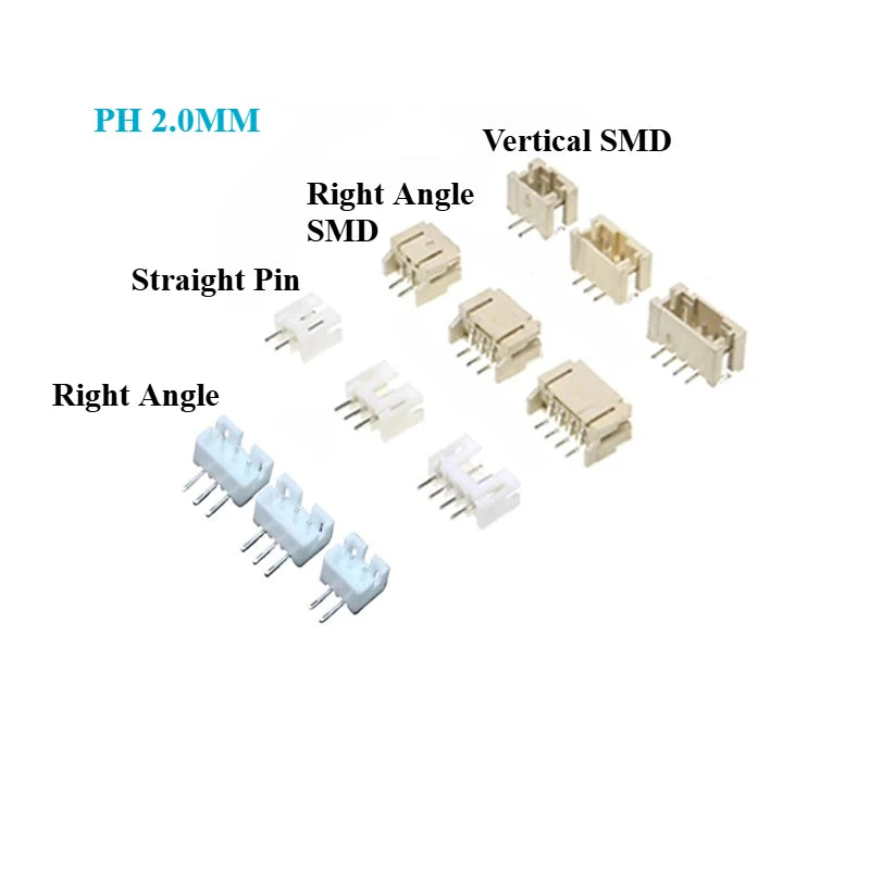 50pcs MX1.25 SH1.0 ZH1.5 PH2.0 XH2.54 VH3.96mm Straight DIP Right Angle Vertical SMT Horizontal SMD Male Wafer Connector