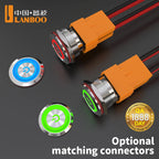 LANBOO 22mm 15A 2NO High Current Push Button Switch with LED 24V 220V Momentary Latching
