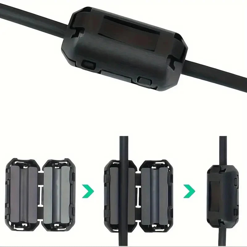 6/10PC Snap Magnetic Ring Ferrite Filter For Cable Shield Removable EMC Inner Diameter  5mm 7mm 9mm 11mm 13MM Degaussing Filter