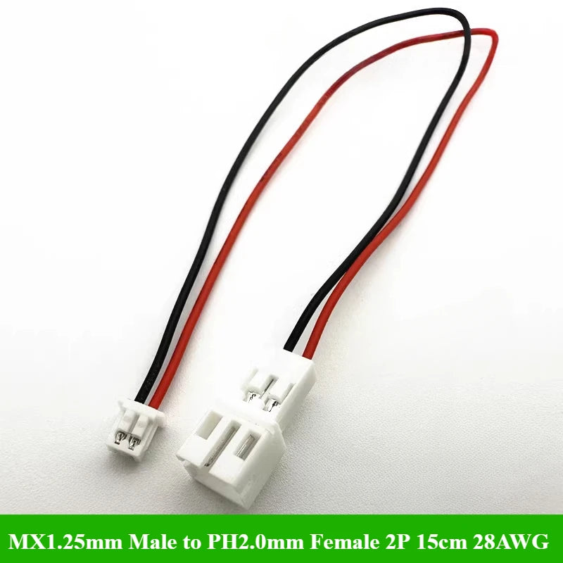 1/5/10/30/50Pcs/lot MX1.25mm Male to PH2.0mm Female 2P 3P 4P terminal wire 15cm 28AWG Children's toy cable JST MX1.25 PH2.0