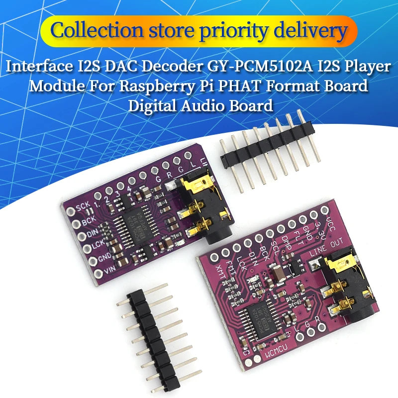 PCM5102 High Fidelity DAC Audio Decoder Board GY-PCM5102 IIS I2S Interface Lossless Digital Sound Module For Raspberry Pi