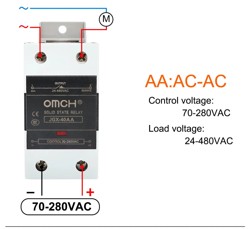 OMCH DIN Rail SSR Solid State Relay With Aluminum Heat Sink DA AA DD 3-32VDC 10A 25A 40A 60A 80A 100A 120A Single Phase Control