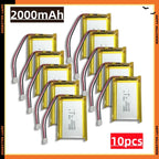 2.0-4.0AH 103450 Polymer Lithium Rechargeable Battery JST PH 2.0mm 2pin Plug for Camera GPS Navigator MP5 Bluetooth Headset