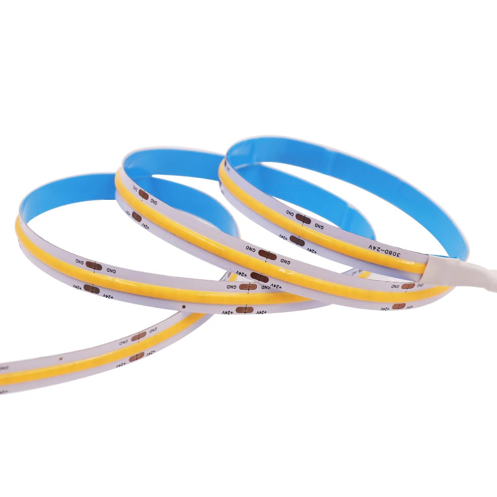 DC 12V 24V COB Strip 320Leds/M High Density RA90 White Pink Yellow Ice Blue Red Green Flexible Ribbon Rope LED Light
