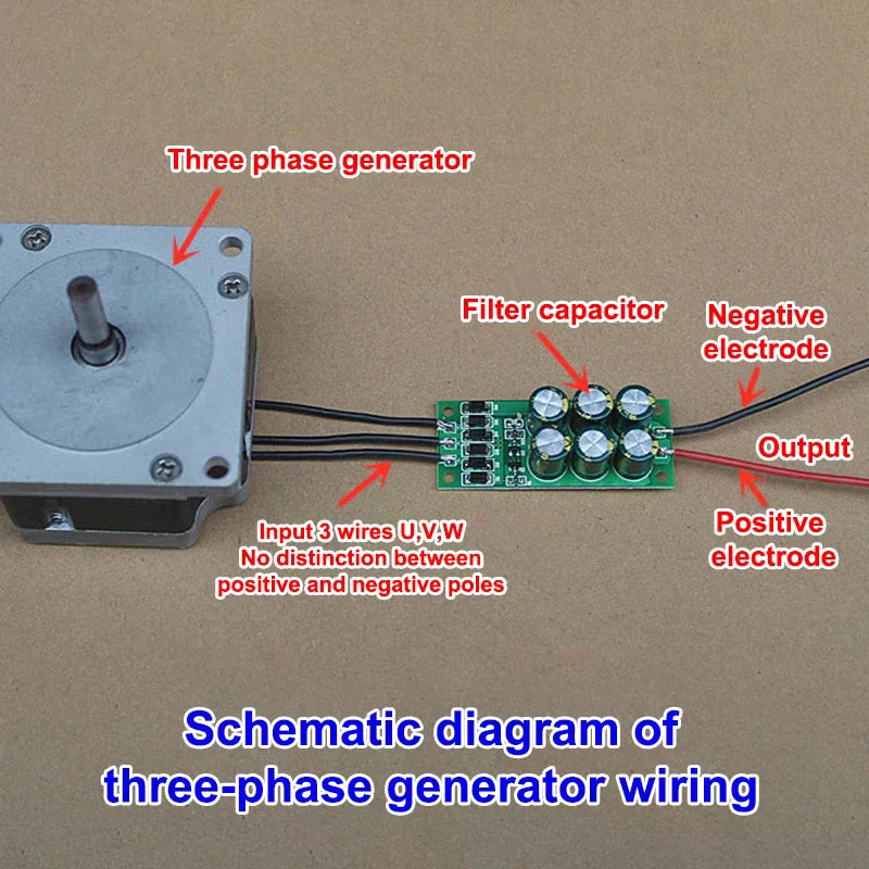 24V 3A Three-Phase Rectifier Bridge Small Generator Rectifier Board Brushless Brush DC Generator Filter Board Module