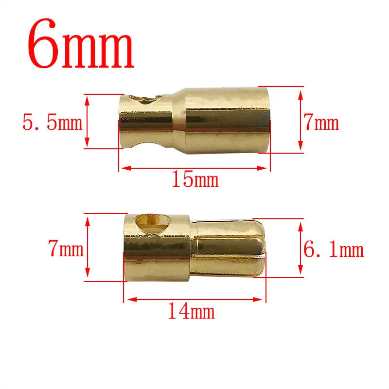 5Pairs Gold Plated 5mm 6mm 8mm Bullet Banana Plug Male Female Connector For ESC Battery Motor
