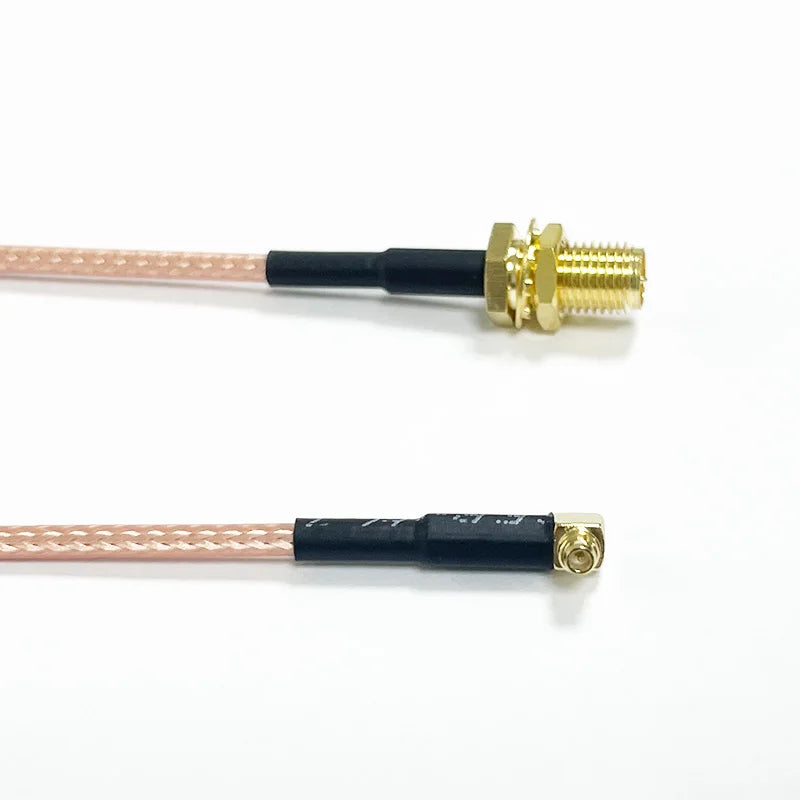 SMA/RPSMA Female to MMCX Male 90 Degree Extension Coax Cable 15cm to 5M Extender for Antenna, Radios