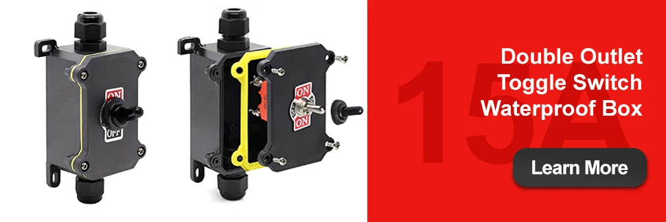 FILN 30A 12V 24V 220V Waterproof Inline Toggle Switch with LED IP65 Sealed Outdoor Box Inline Cord Rocker Switch Power