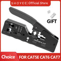 RJ45 Crimp Plier Pass Through Crimper Stripper Cutter for Cat7 Cat6 Cat5e 8P Modular Connector Ethernet All-in-one Wire Tool
