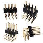 2.54mm Right Angle 2*3/4/5/6/8/10/40P Double Row R1 B6mm 0.1" Gold High Temp Reflow Male Brass Pin Header Strip PCB RA Connector