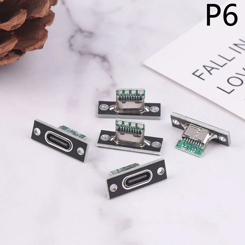 5Pcs New USB 3.1 Type C Socket With Screw Fixing Plate Type-C USB Jack 3.1 Type-C 2Pin 4Pin Female Connector Jack Charging Port