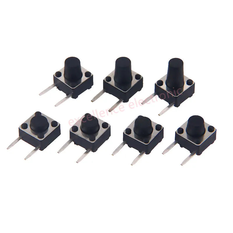 20PCS 6X6 Tact Switch 6*6*4.3/5/6/7/8/9/10mm Pins 2/4 Feet Horizontal Bracket Push Button Switch DIP PCB Micro Key Switch