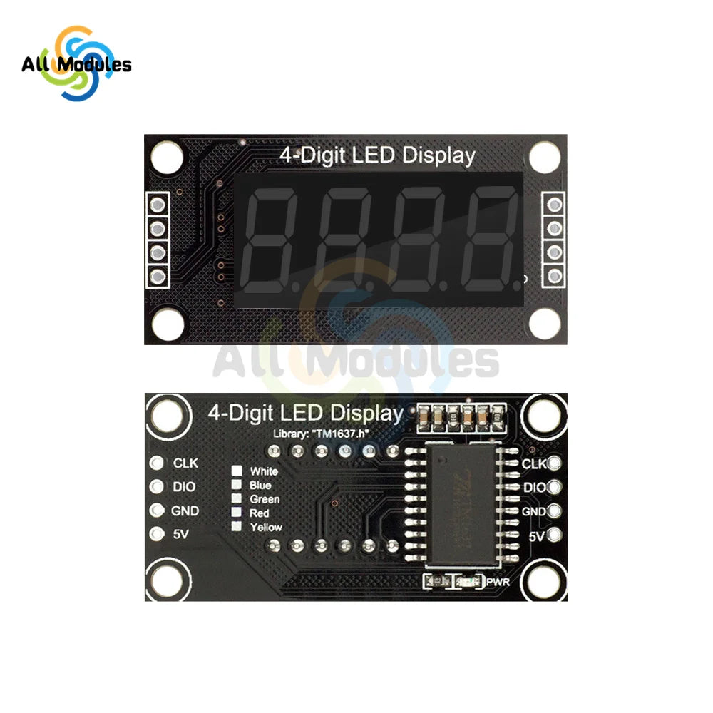 TM1637 0.36" 0.36 Inch 7 Segments Digital Display Tube 4-Digit LED  Module Board For Arduino Red Green Blue Yellow White