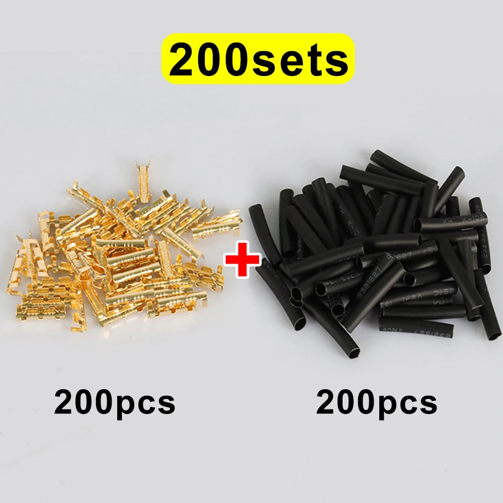 Copper Electrical Wire Connectors Set U-Shaped Crimp Terminals for Fast Wiring Cable Lock 0.5-1.5mm² with Heat Shrink Tube Kits