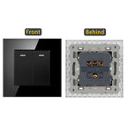 JHJCH - 1 Gang 1/2 Way Stair Switch, Tempered Glass Panel, Rocker Light Switch, On / Off Switch, Toggle Wall Switch
