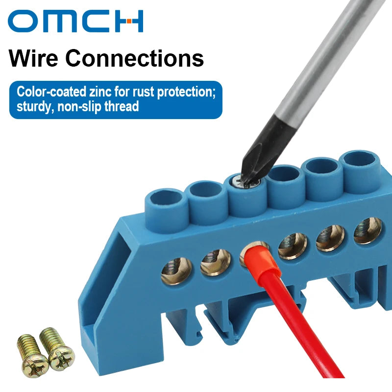 OMCH Terminal Bar 7x10 9x14mm Brass Ground Neutral Block High Conductivity Bridge Connector for Power Distribution Cabinet