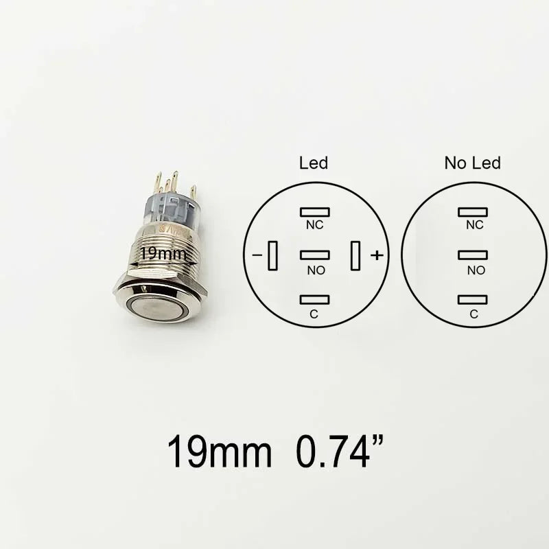 Push Button Switch Electric Waterproof Power 6v 12v Led Light Momentary on Off 8/10/12/16/19/22/25/30mm Micro Pressure Switches