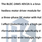 24W BLDC Motor Driver Module 5V-40V 2A Three-Phase PWM with Hall Sensor and Inductive Control