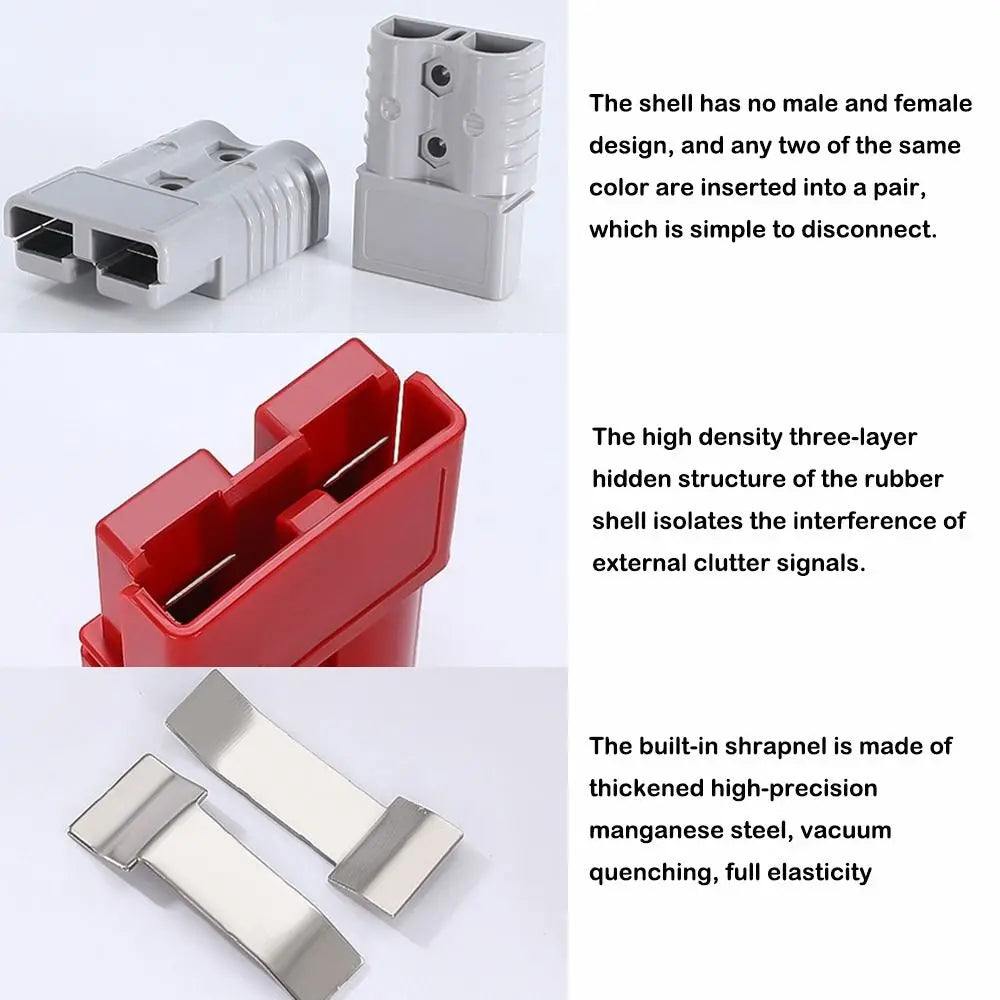 Power Connectors 50 AMP Plug Cable Terminal 600V Grey Red Battery Power Connector Pins Lugs Copper For Anderson