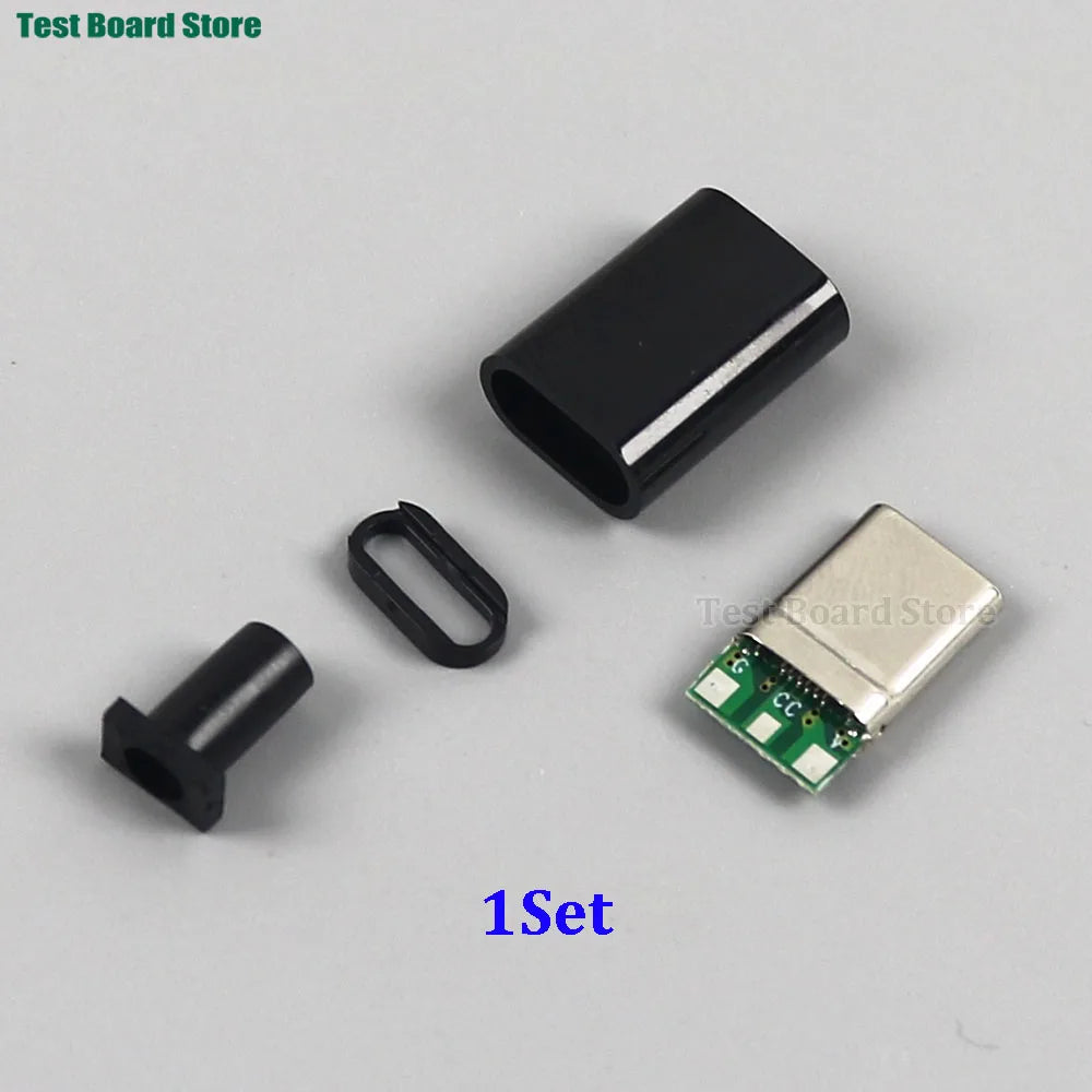 1Set Type C Male Connector 3 Solder Joint CC Pin CTOC5 With Capacitor Notebook Adapter PD Three Wire Charging Head With Shell