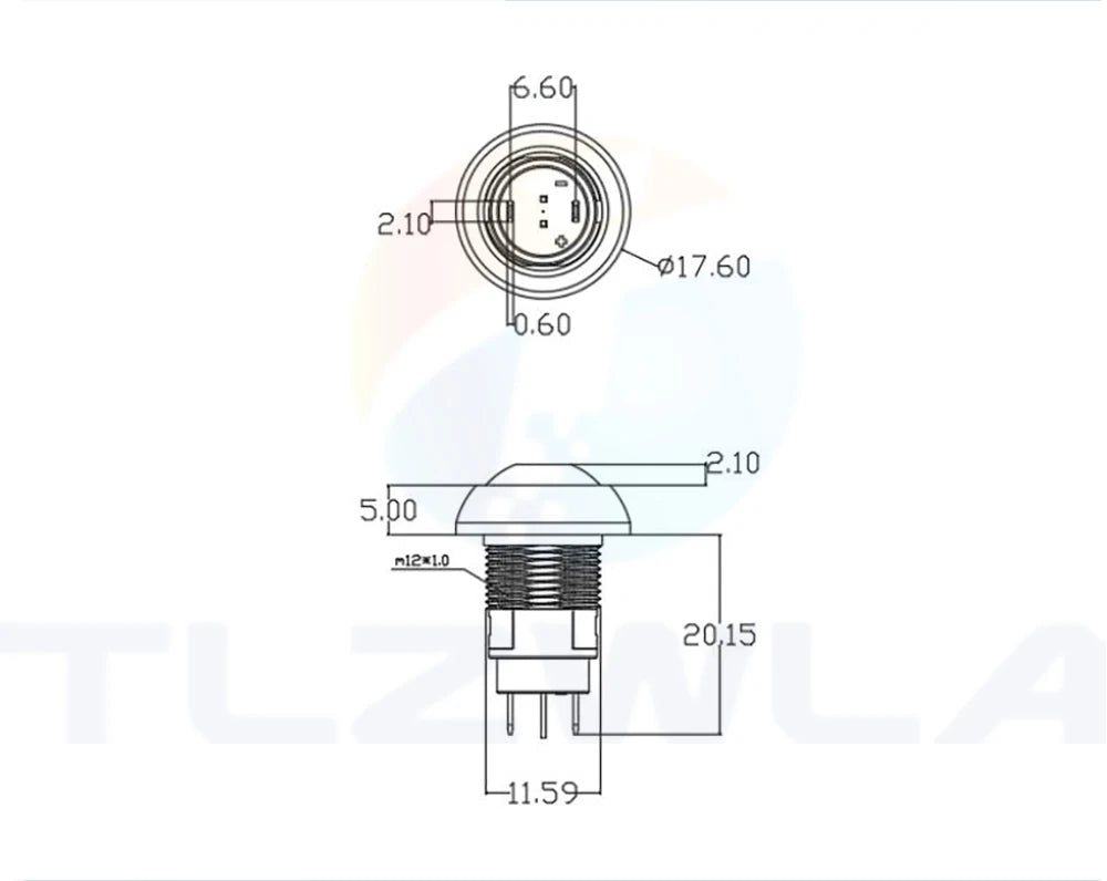 1PCS DIY Mini 12mm Momentary Waterproof Push Button Switch Horn Blue White Green Red Yellow Black 1A 250V Self-reset