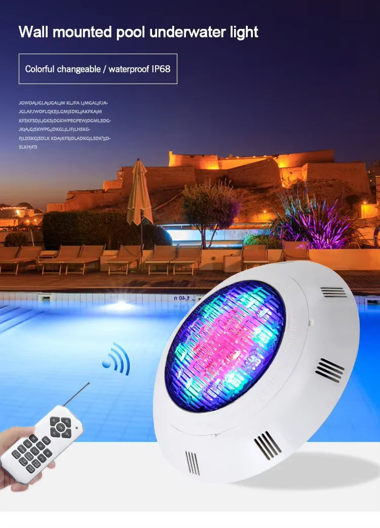 LED Swimming Pool Lights RGB AC12V 12W 18W 25W 35W 45W IP68 Waterproof Lamp with Remote Controller for pool party