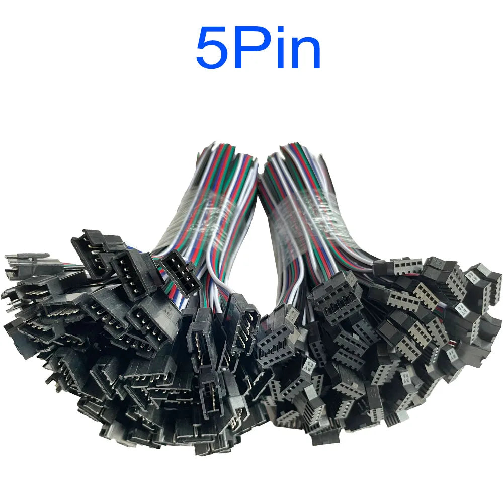 10Pairs JST SM 2P 3P 4P 5P 6Pin Plug Socket Male to Female Wire Connector LED Strips Lamp Driver Connectors Quick Adaptr 22AWG