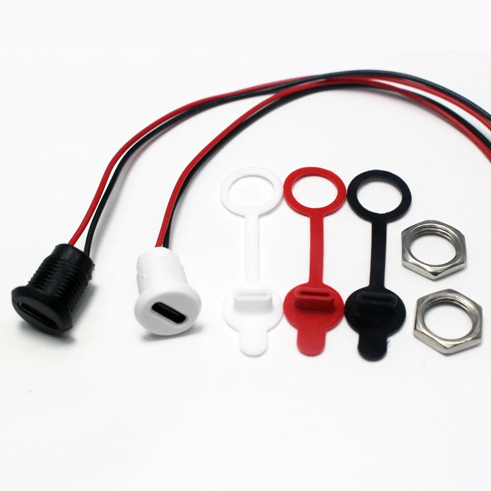 1PCS 2/4/5Pin USB-C Connector Type-C Waterproof with PH 2.0 Nut Locking Panel Mounting TPC Waterproof Fast Charging Jack Port