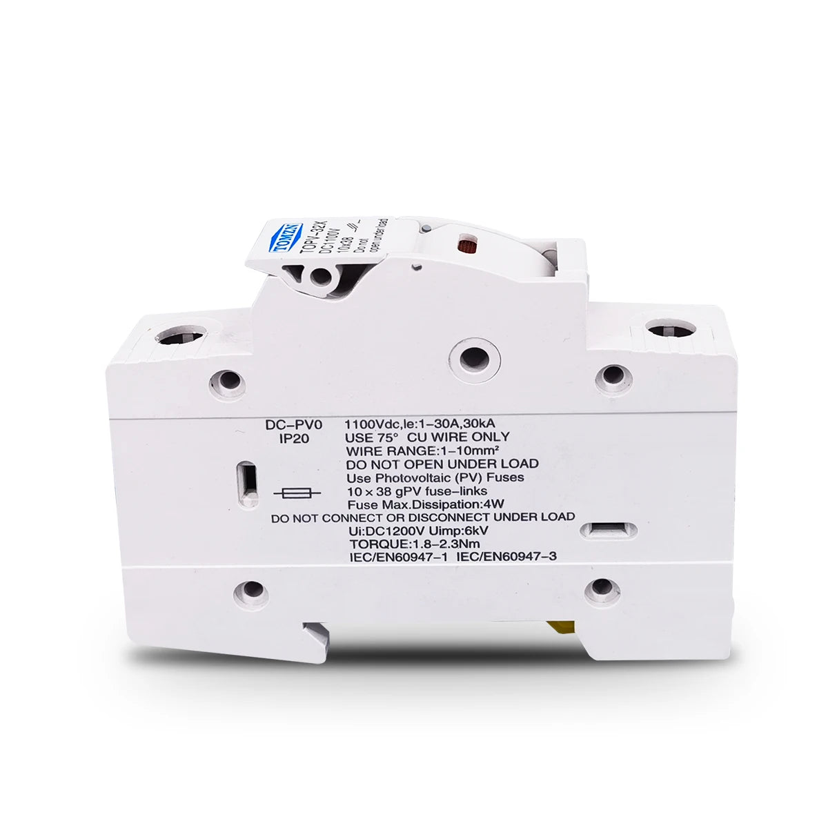 TOMZN 1P 2P DC Fuse Holder 10*38mm High Voltage Solar PV 1100V TOPV-30 Base Photovoltaic System Protection Protector GPV