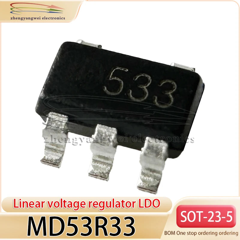 MD53R33 SOT23-5 20pcs 533 Patch 500mA Low Voltage Drop Linear Regulator LDO