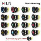 12V 19mm Warning LED Indicator Light Panel Metal Push Button Switch Lock and Momentary on Off with Dash LOGO Symbol