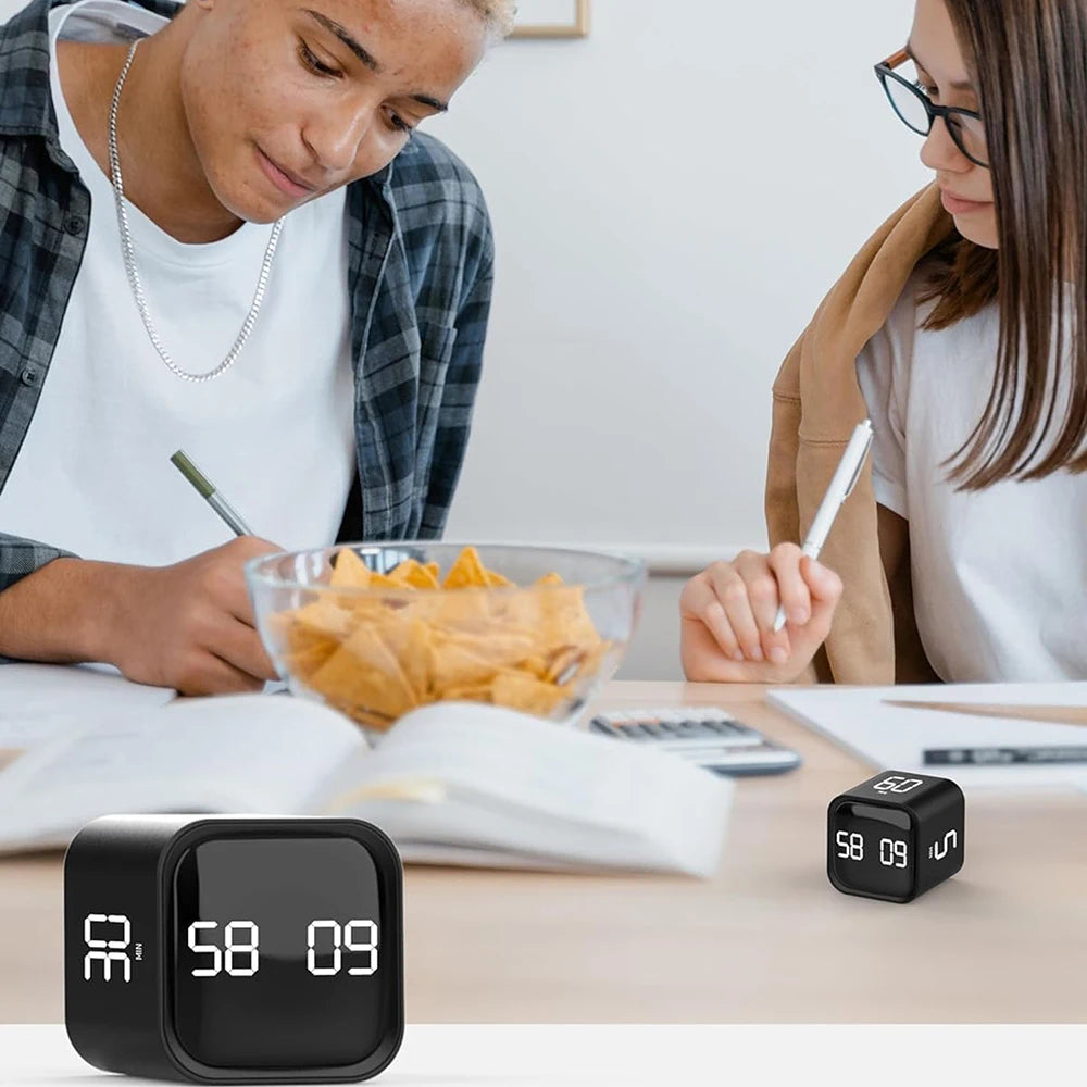 Adjustable Cube Timer - 5/10/30/60 Minute Countdowns, Settings - Pause, Resume, Silent, Vibrate & Sound Alarm for Work, Study