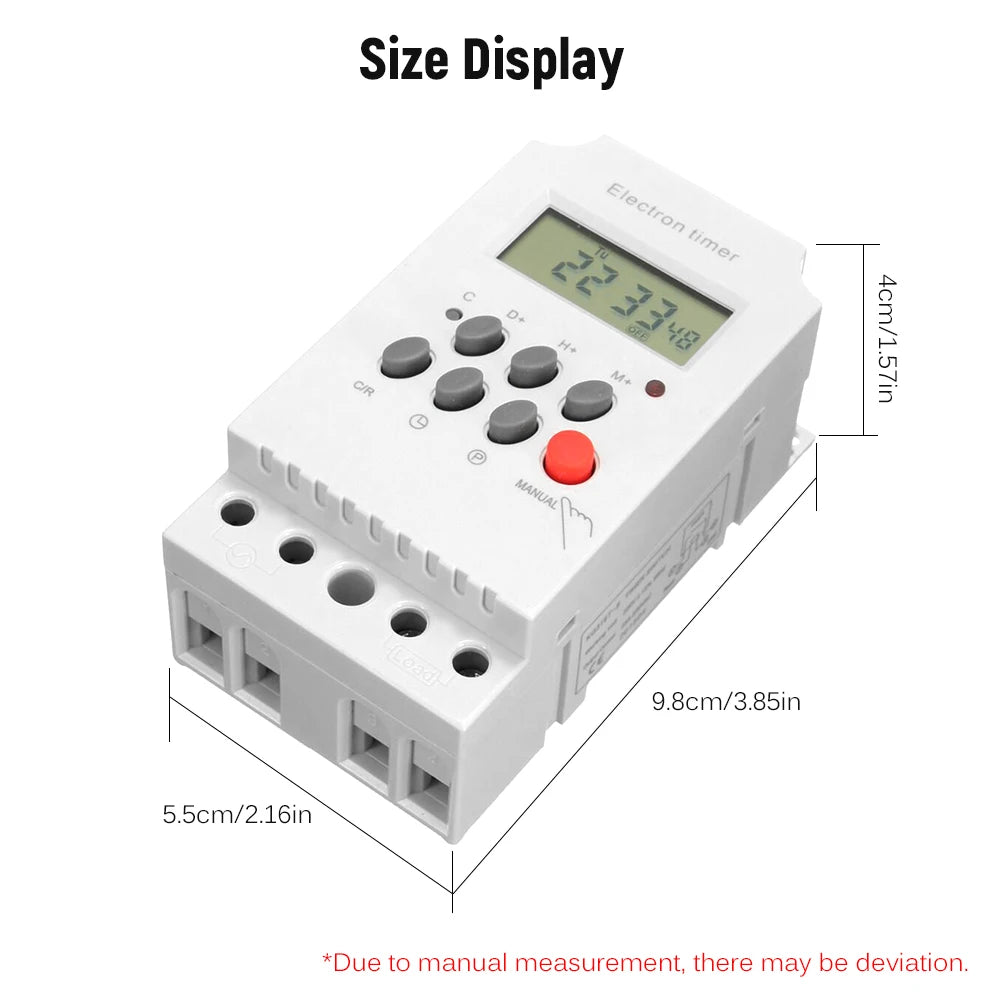 AC 220V 25A Digital Programmable Timer Din Rail Electronic   Controller with LCD Display Clock Electronic Timer