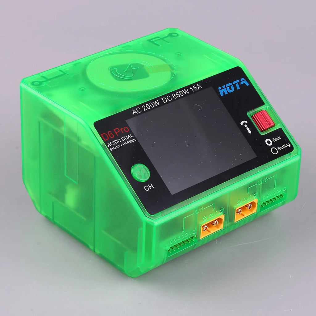 HOTA D6 Pro AC 200W DC 650W 15A*2 Dual Channel Lipo Charger Support Power Distribution 1-6S Battery Charger for RC Models Parts