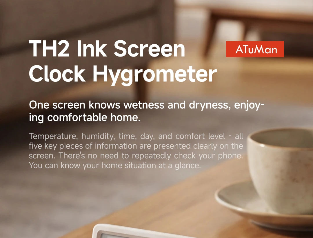 DUKA TH2 E-ink Smart Hygrometer Thermometer Home Indoor Temperature Humidity Meter Sensor Gauge Weather Station Mijia Home APP