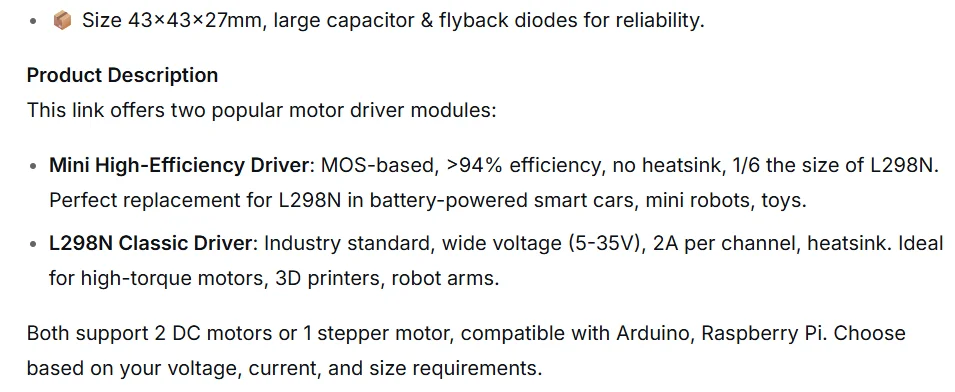 L298N DC Motor Driver Module Dual H Bridge Stepper Motor Controller for Arduino Smart Car Robot High Power L298 Board Adjustable