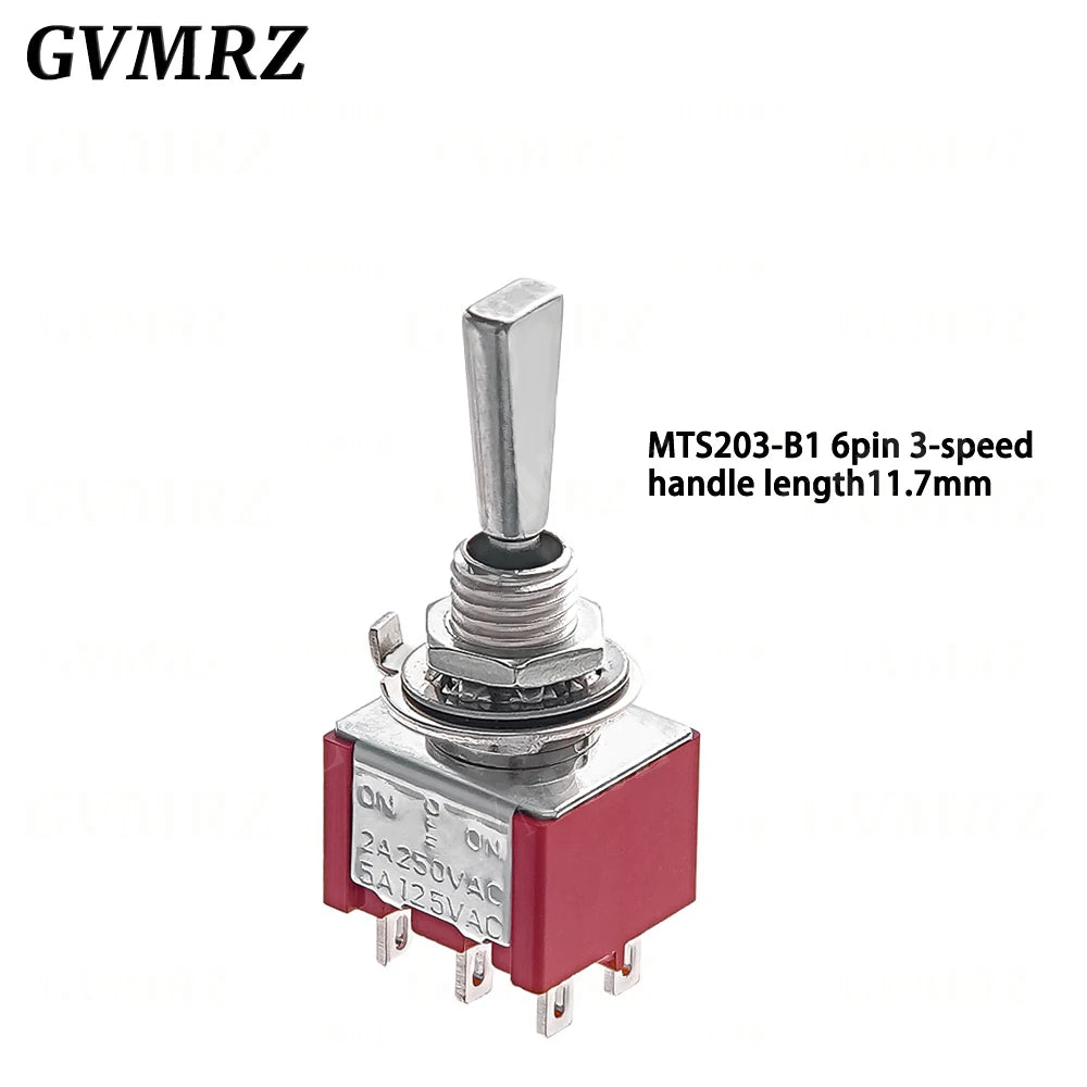 2PCS Flat Handle 6mm Panel Mount Mini Toggle Switch 3/6Pin 2/3 Positions ON OFF ON Locking Momentary RC Model Remote Controlller