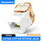 Denswire CAT6/CAT6A UTP RJ45 Keystone Jack Unshielded Ethernet Network Module Keystone Coupler 50μ Gold Contacts Dustproof Cover