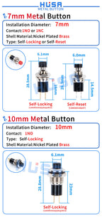5PCS Mini Round  5mm/7mm/10mm Self-Lock /Momentary Push button Switches FBS-110 1NO1NC Black Red Green 0.5A/125V