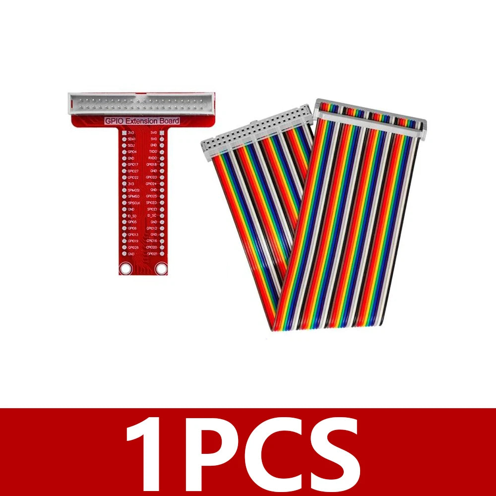 T-Type GPIO Breakout Expansion Board with 20cm FFC 40-Pin Ribbon Cable, Compatible for Raspberry Pi 2/3 Model B/B+/A+
