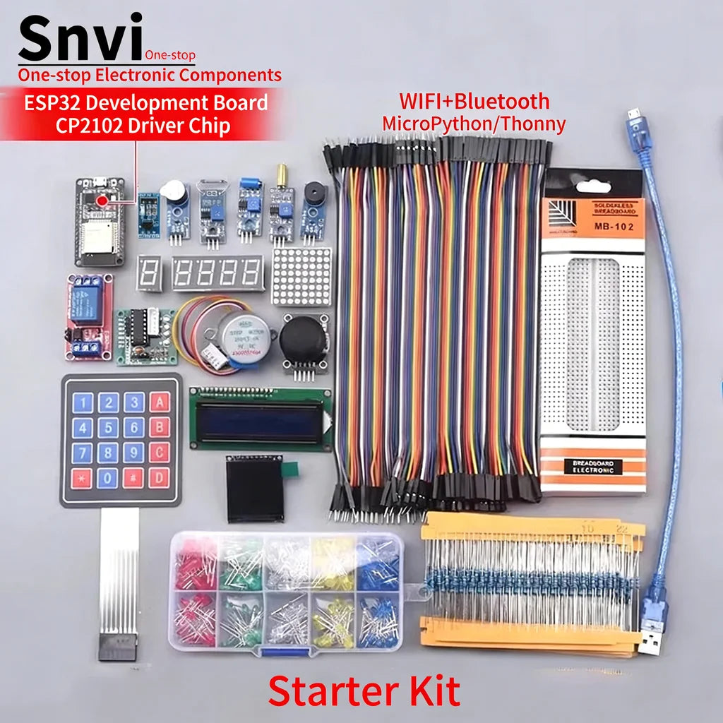 Snvi ESP32 Development Board Starter Kit ESP-32S WiFi Bluetooth IoT Learning Kit DIY Projects Basic Starter Kit for Arduino
