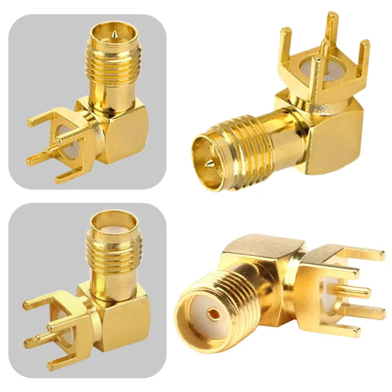5/20Pcs SMA Female Thru Hole Plug SMA-KWE PCB Mount 90 Degree Right Angle Connector RF Adapter SMA Connector