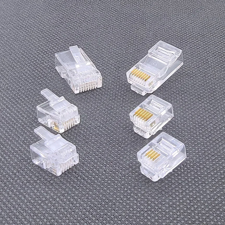 10PCS/LOT Gold-plated RJ12 6P6C 6P4C Plugs RJ45 8P8C Engineering CNC Telephone/Internet Crystal Head Connector