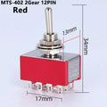 1 PCS,12Pin,Toggle Switches,Red,2/3 Position,ON-ON DPDT Mini Toggle Switches,6A/125V-2A/250V AC,MTS-402,Push Button Switch