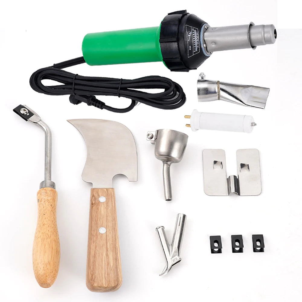 1600W Plastic Hot Air Welding Gun Kit AC220V Adjustable Temp With Full Nozzles Tools For PVC Plastic Welding Repair Project Work