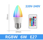 1-10PCS LED Intelligent RGBW Bulb GU10 E27 E14 24 Key Infrared Remote Control AC110V 230V 6W 10W Color Plus White Light Dimming