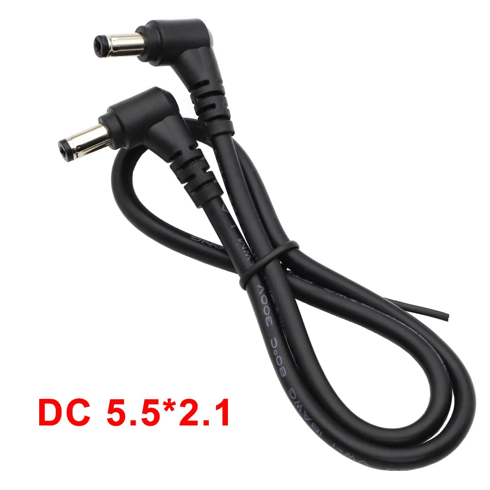 18AWG DC Power Plug 5.5x2.5mm / 5.5*2.1mm Male to Male 90 Right Angel Type Cable Connector 12V 10A Power Extension Cords