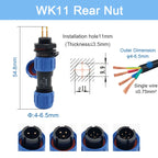 SP11 Tin Soldering Waterproof Connector IP68 Male Plug&Female Socket Rear-nut Docking Panel Mount 2/3/4/5 Pin Cable Wire Connect